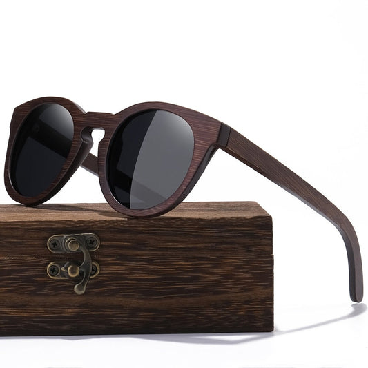 Luxeyeglass Bamboozle Bamboo Frame Polarized Unisex Sunglasses