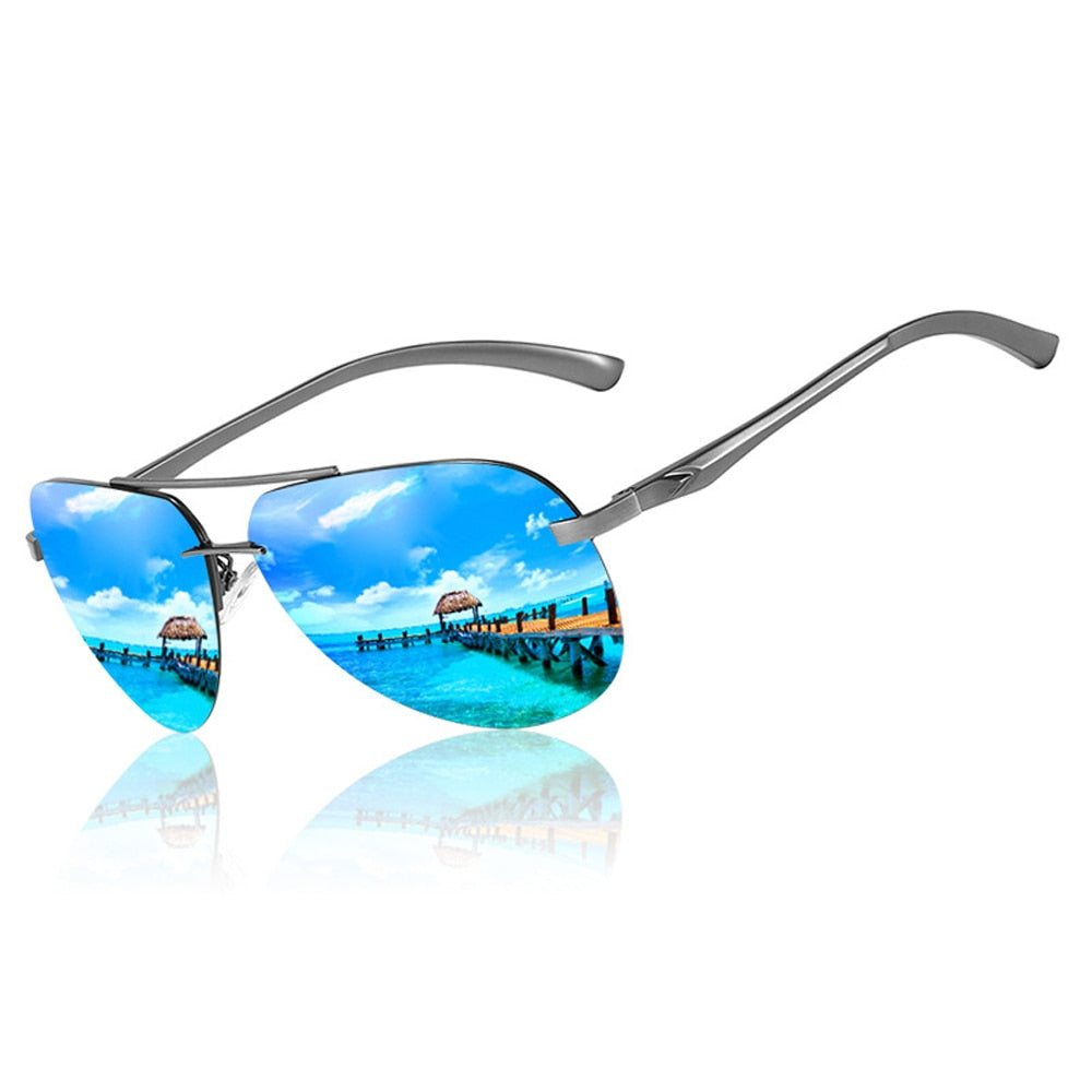 Luxeyeglass Unisex Polarized Classic Rimless Sunglasses With UV400 Protection