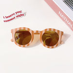 Luxeyeglass Baby Outdoor Sun UV Protection Round Kids Sunglasses With Cute Checker Pattern