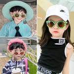 Luxeyeglass Baby Outdoor Sun UV Protection Round Kids Sunglasses With Cute Checker Pattern