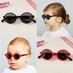 Luxeyeglass Baby Outdoor Sun UV Protection Round Kids Sunglasses With Cute Checker Pattern